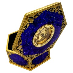 Table Box Clock Swiss mechanical skeletal movement on the lid Salimbeni