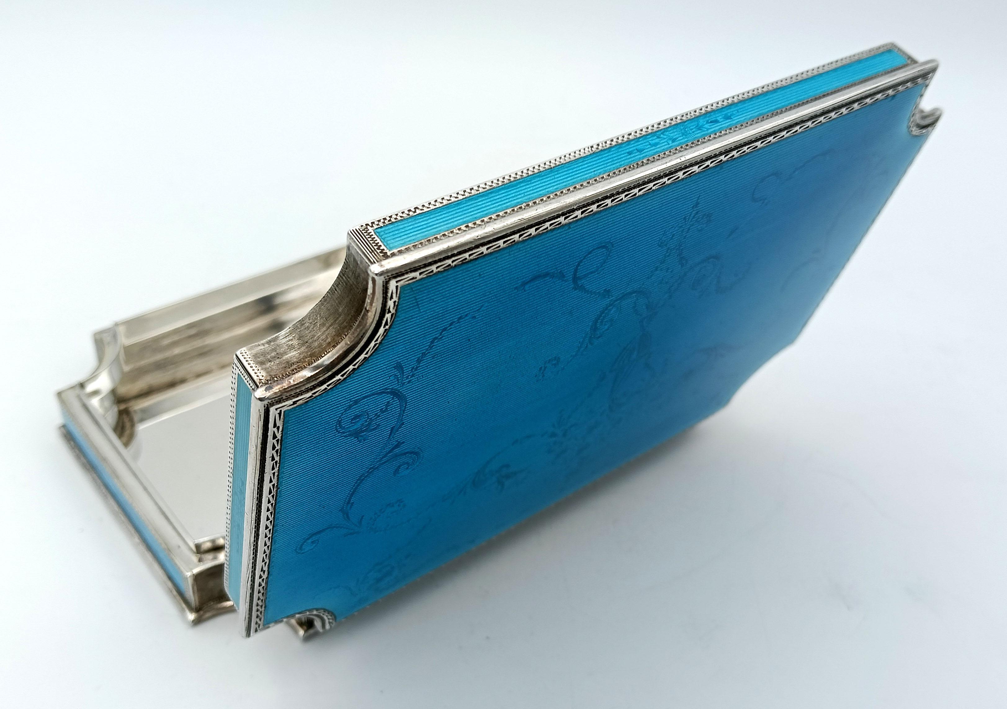Table box concave corners enamel sterling silver Salimbeni For Sale 4