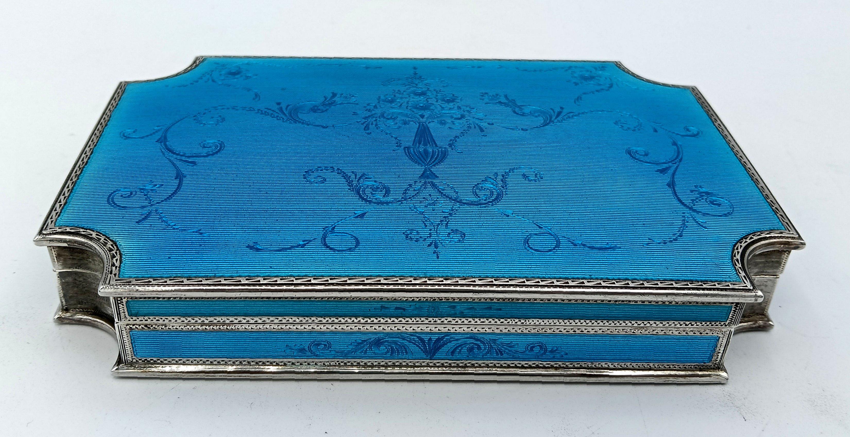 Plated Table box concave corners enamel sterling silver Salimbeni For Sale
