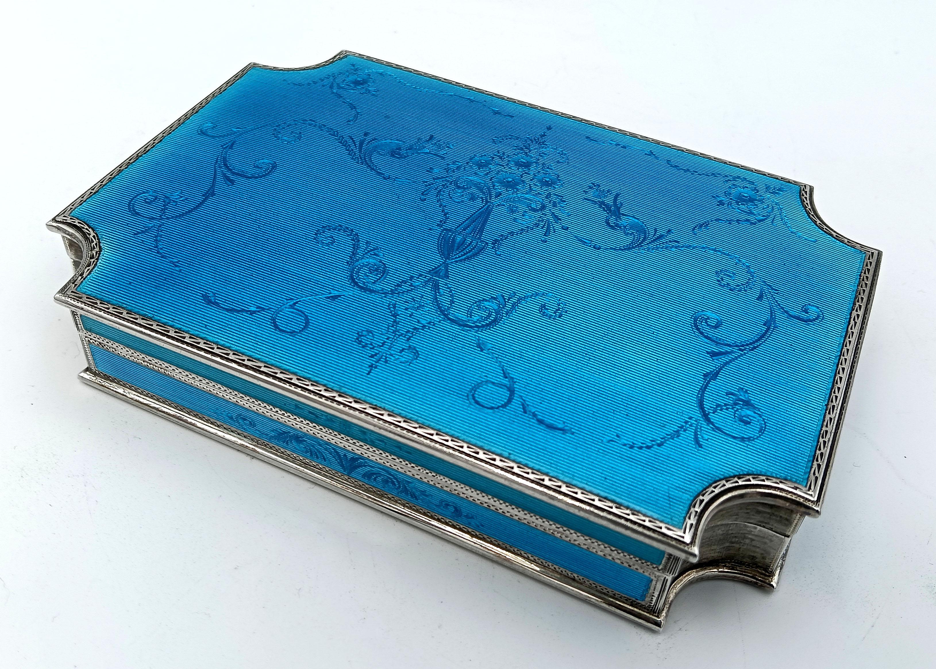 Table box concave corners enamel sterling silver Salimbeni In Excellent Condition For Sale In Firenze, FI