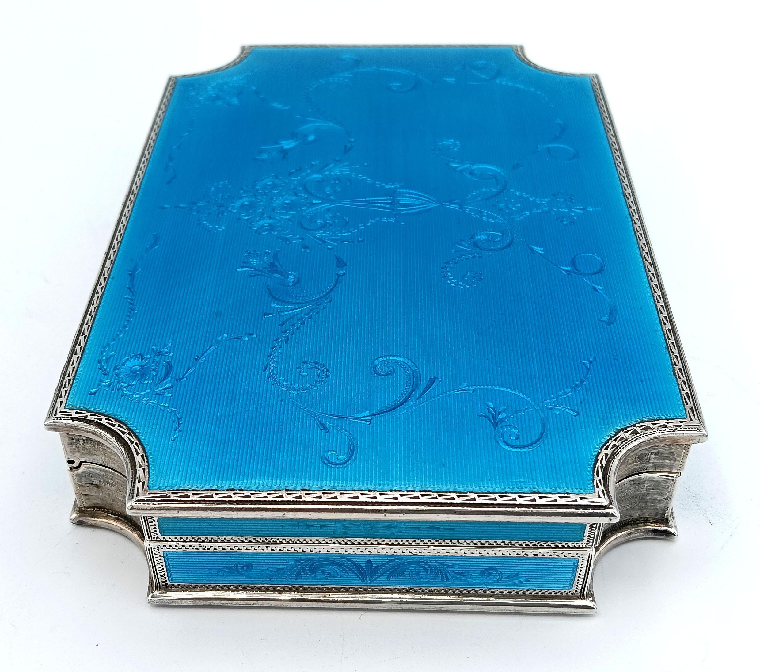 Table box concave corners enamel sterling silver Salimbeni For Sale 1