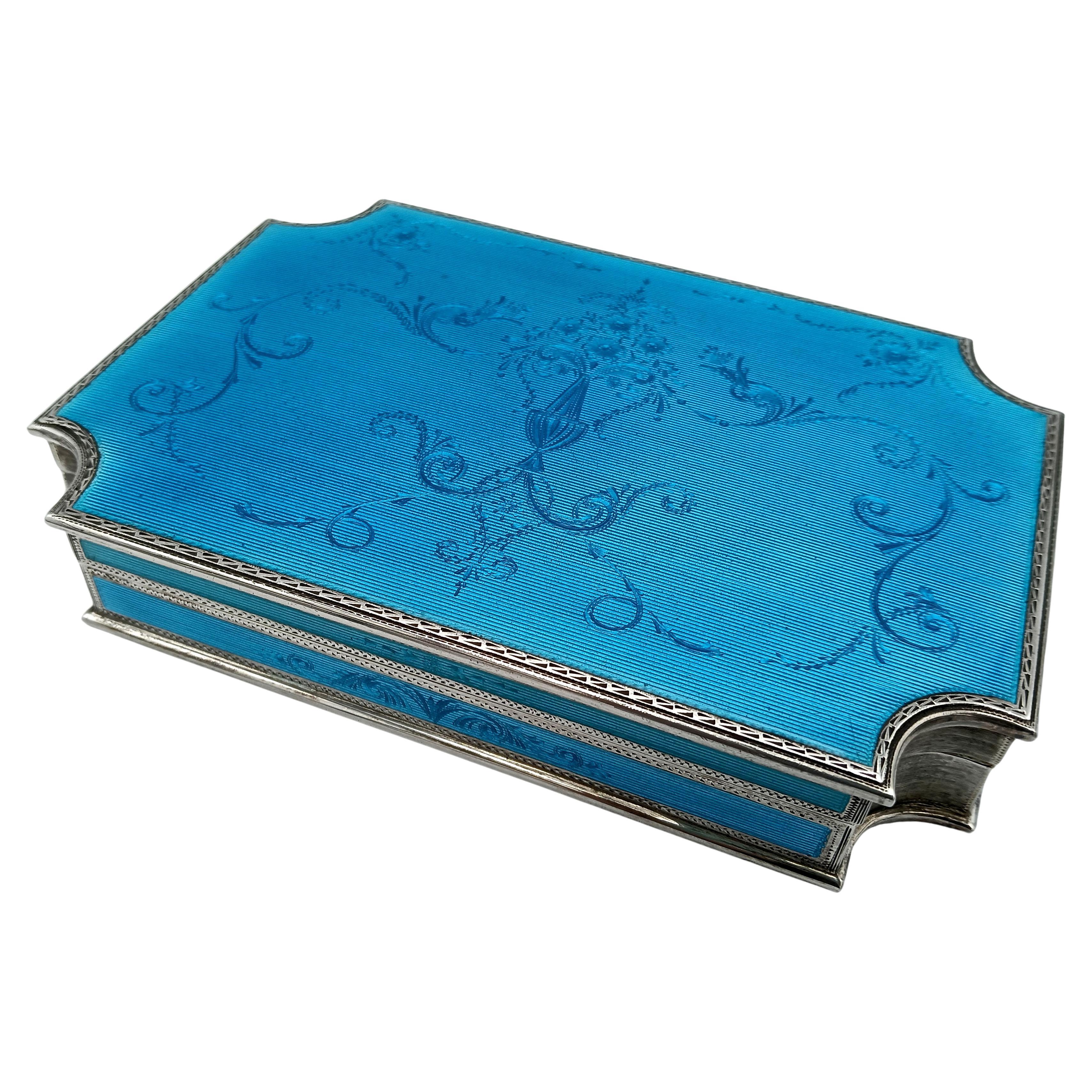 Table box concave corners enamel sterling silver Salimbeni For Sale
