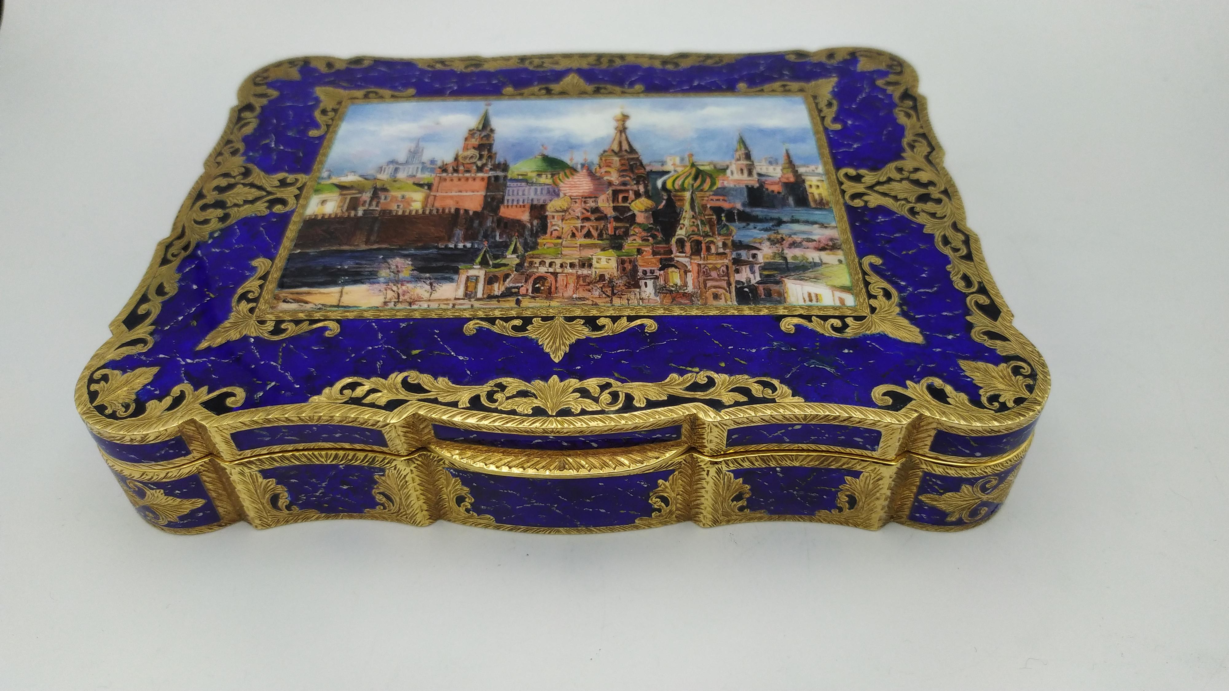 Table Box Enamel Miniature Moscow Kremlin and Red Square Salimbeni For Sale 2