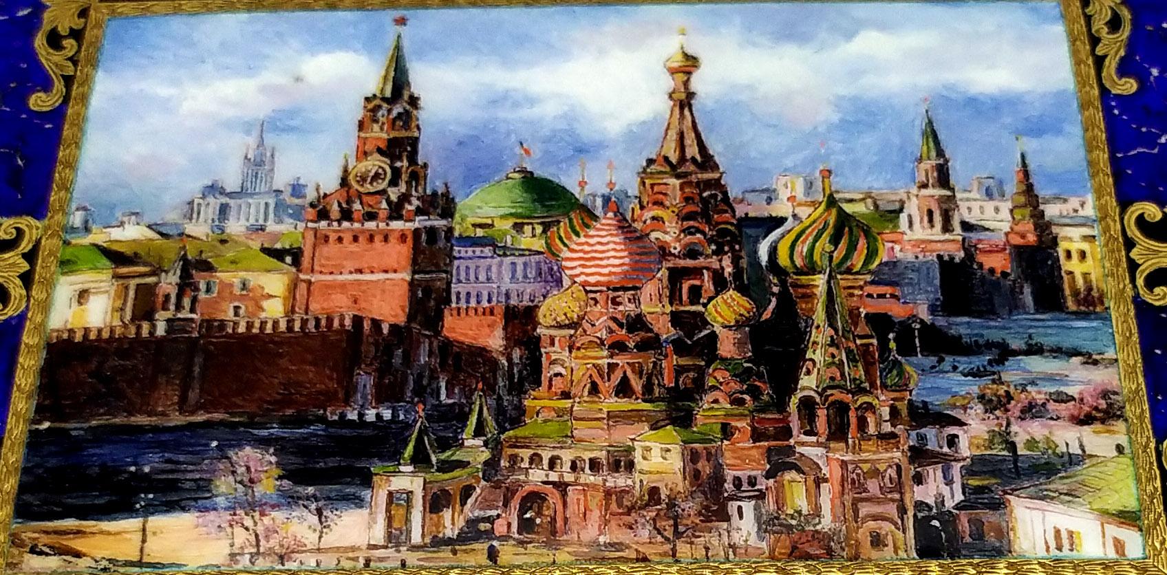 Table Box Enamel Miniature Moscow Kremlin and Red Square Salimbeni For Sale 4