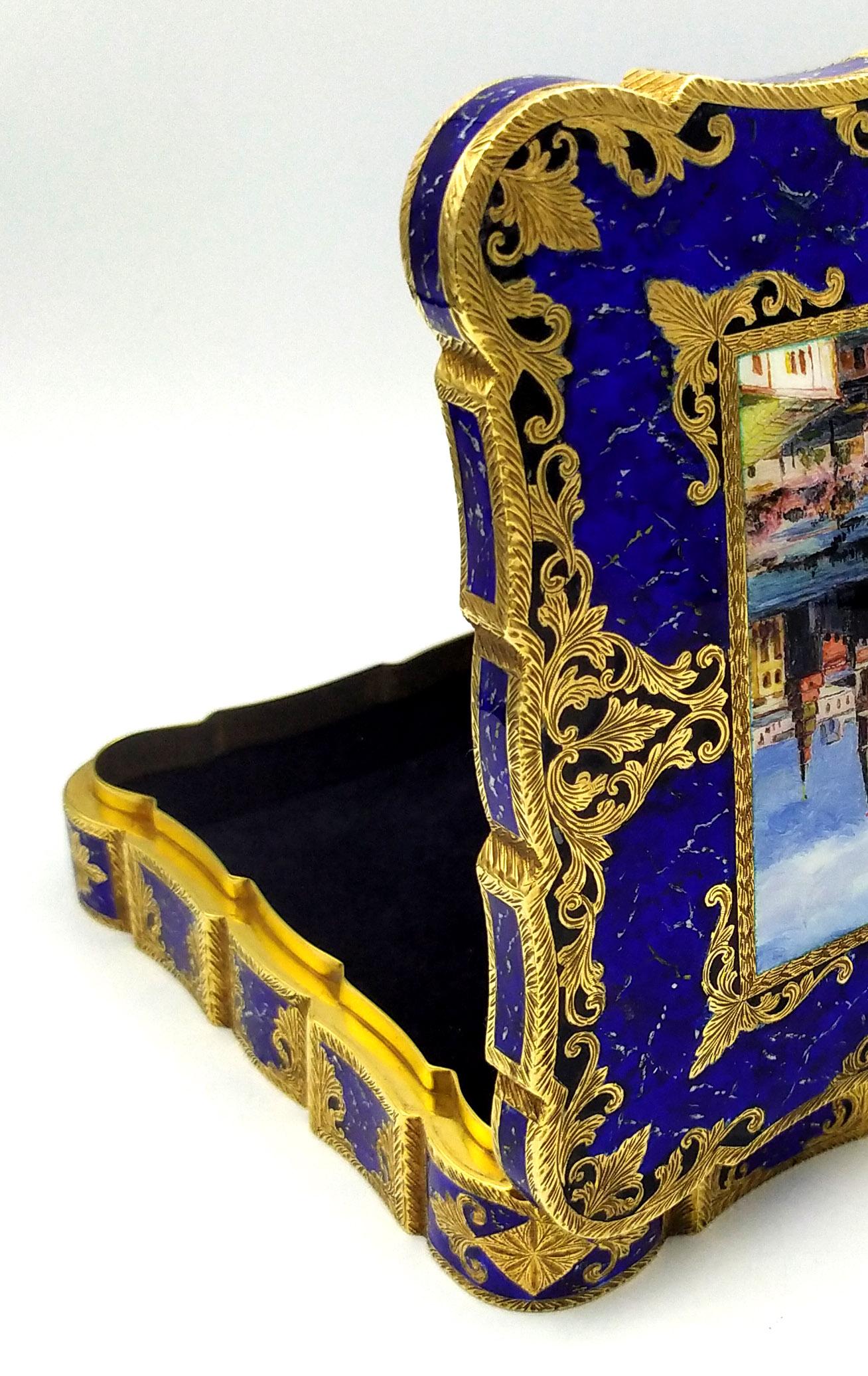 Empire Table Box Enamel Miniature Moscow Kremlin and Red Square Salimbeni For Sale