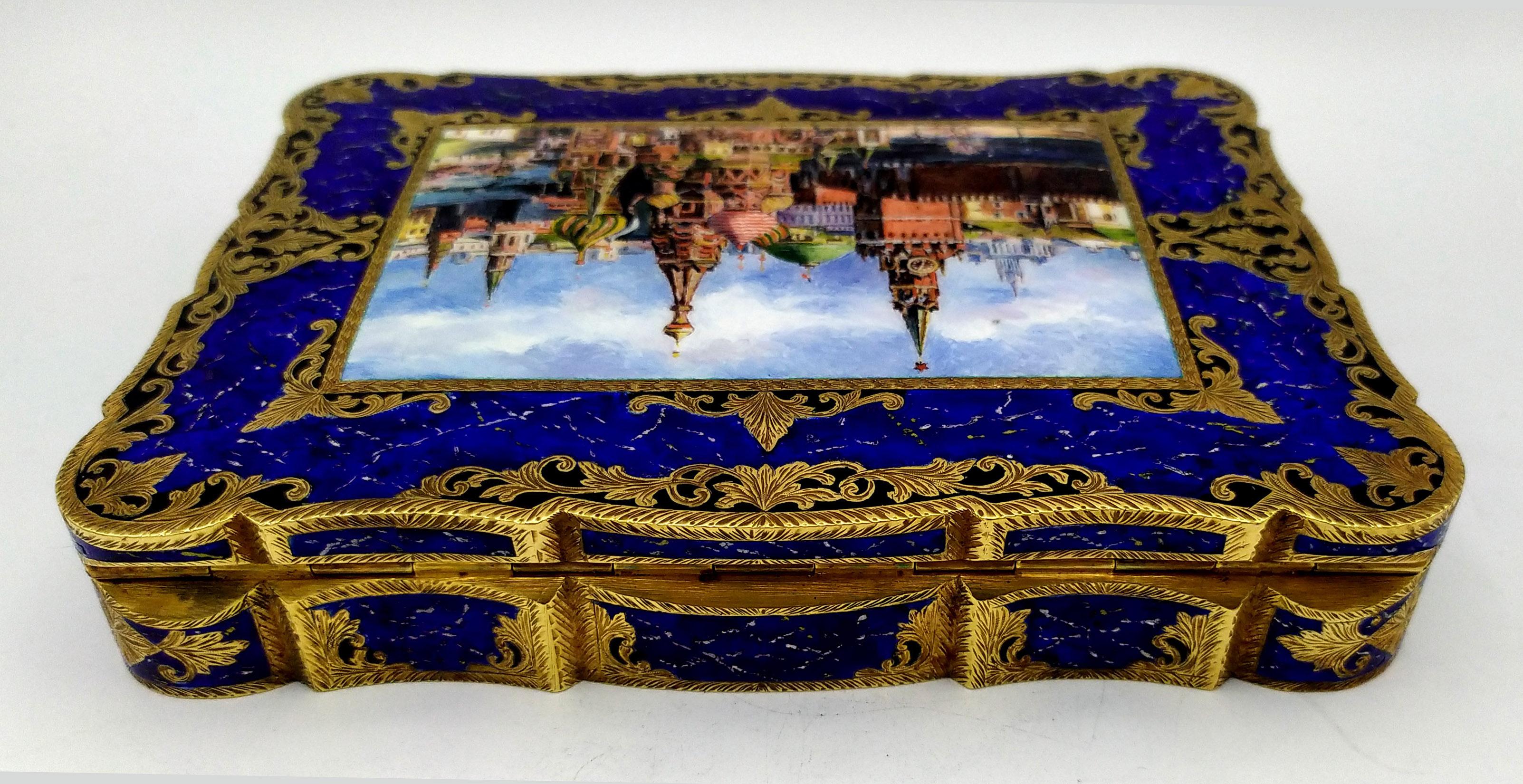 Table Box Enamel Miniature Moscow Kremlin and Red Square Salimbeni In Excellent Condition For Sale In Firenze, FI
