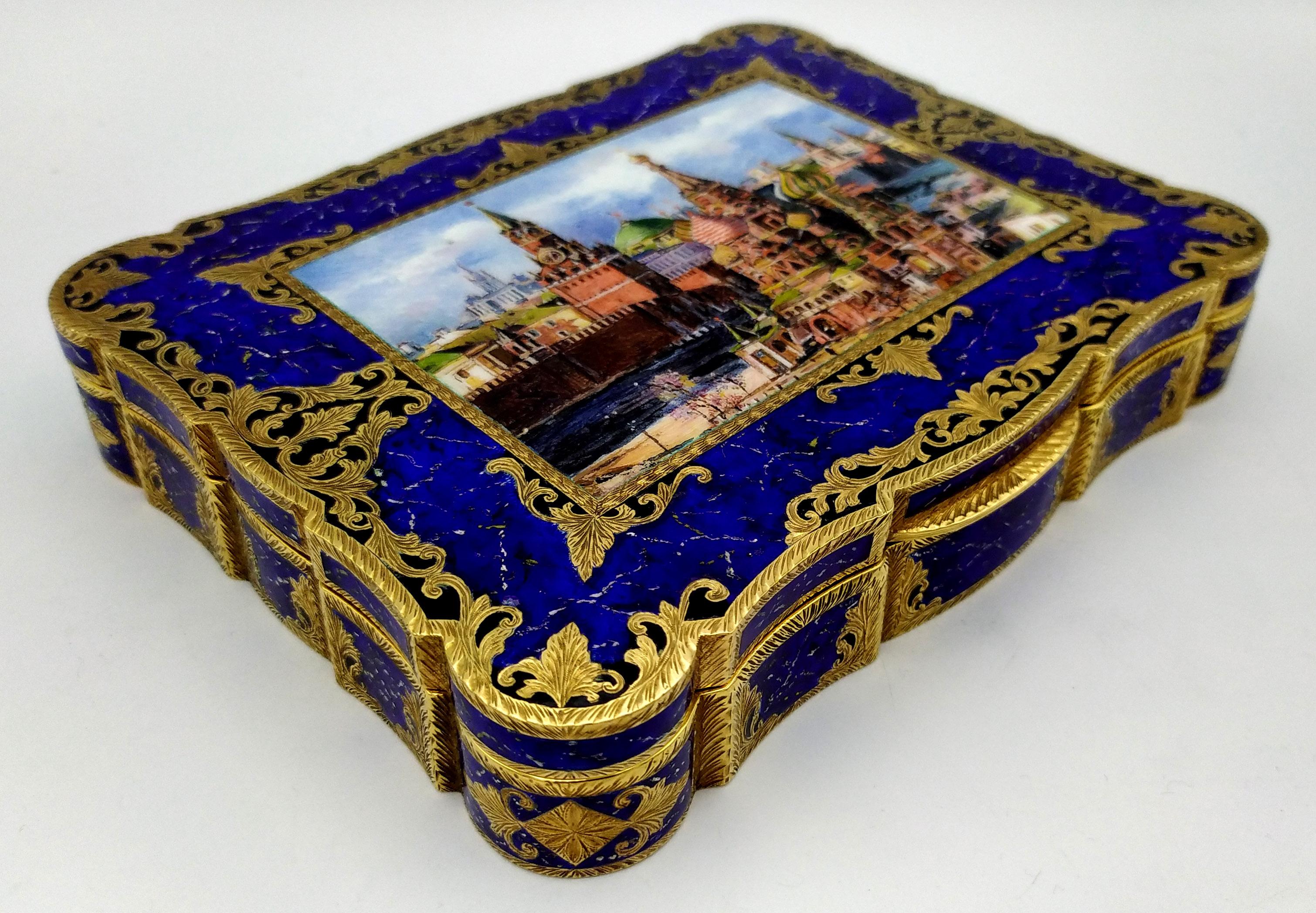 Table Box Enamel Miniature Moscow Kremlin and Red Square Salimbeni For Sale 1