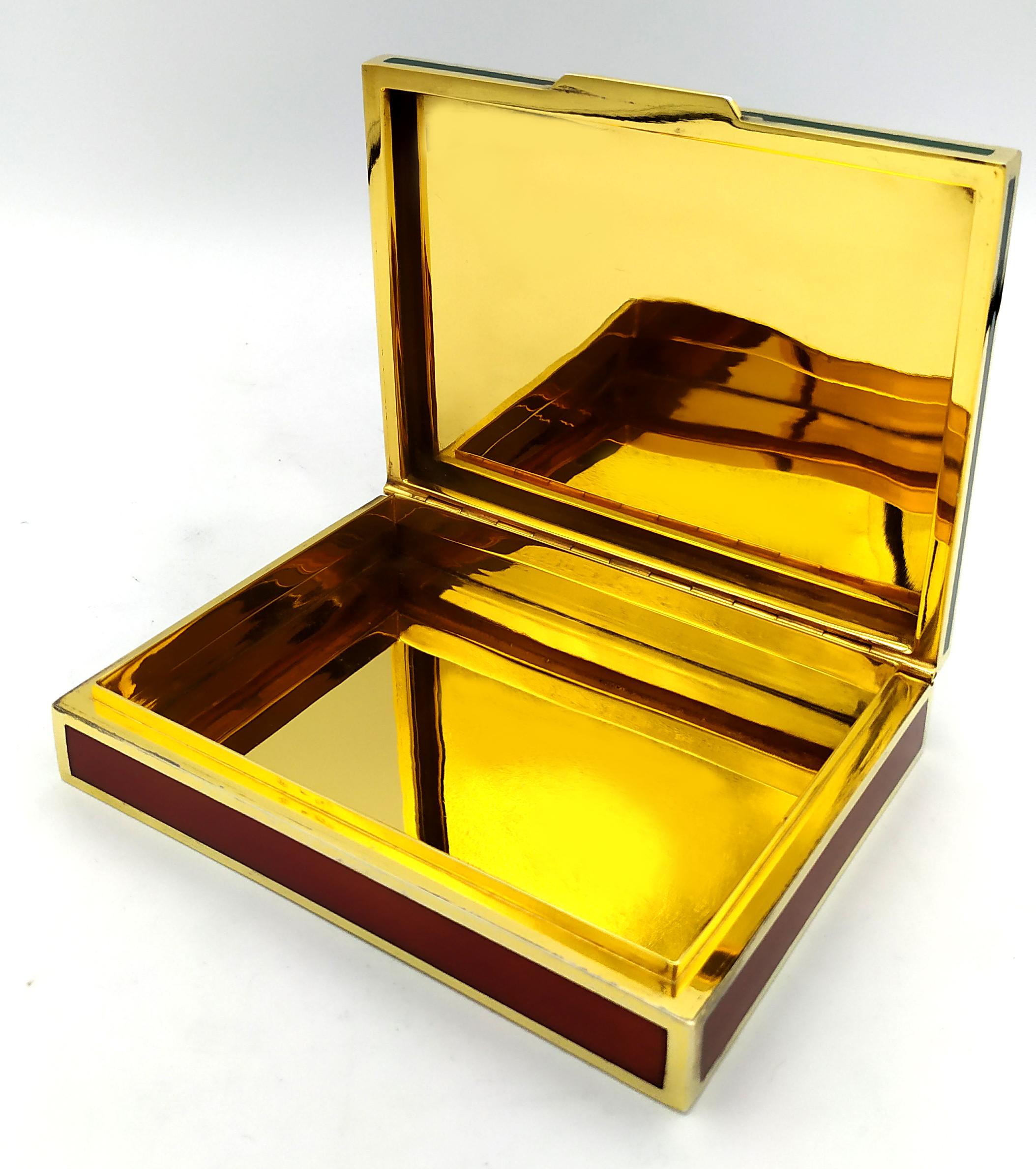 Caja de mesa Esmalte bicolor rojo rubí y verde esmeralda Salimbeni. en venta 2
