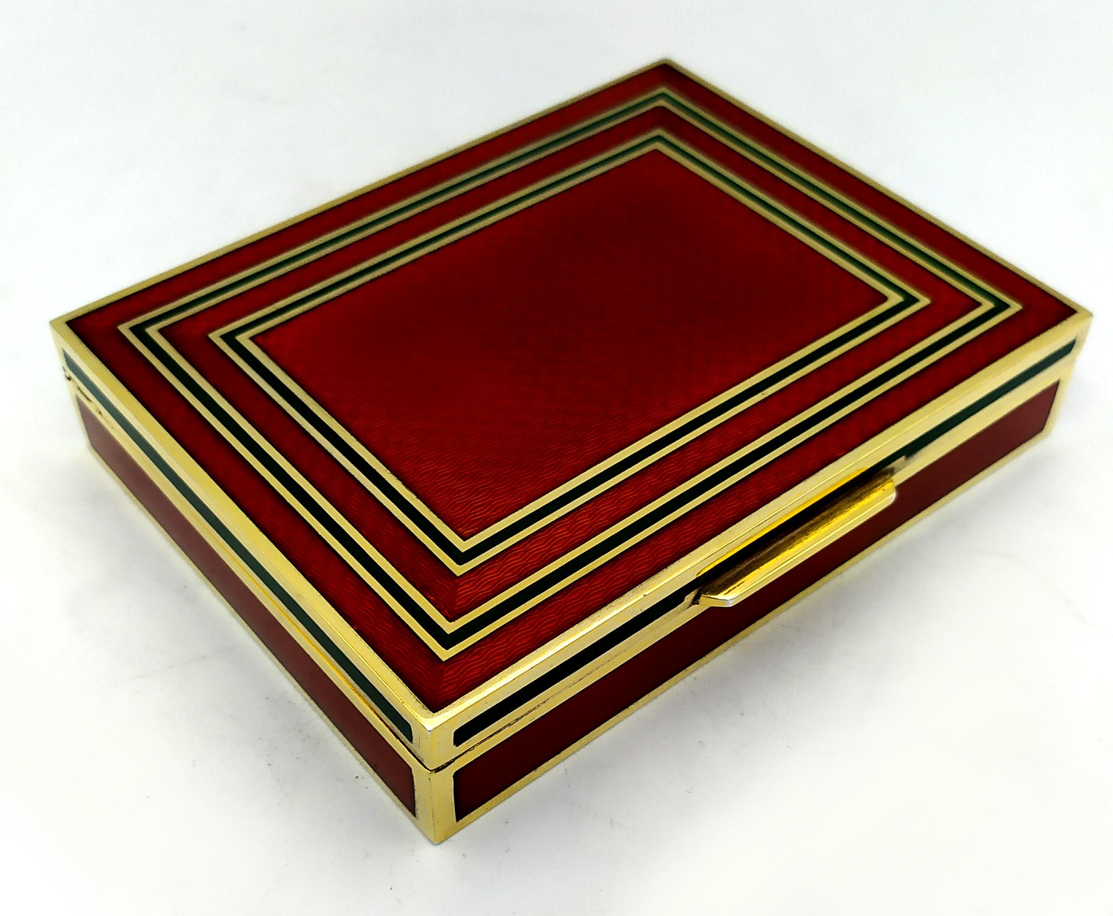 Caja de mesa Esmalte bicolor rojo rubí y verde esmeralda Salimbeni. Italiano en venta