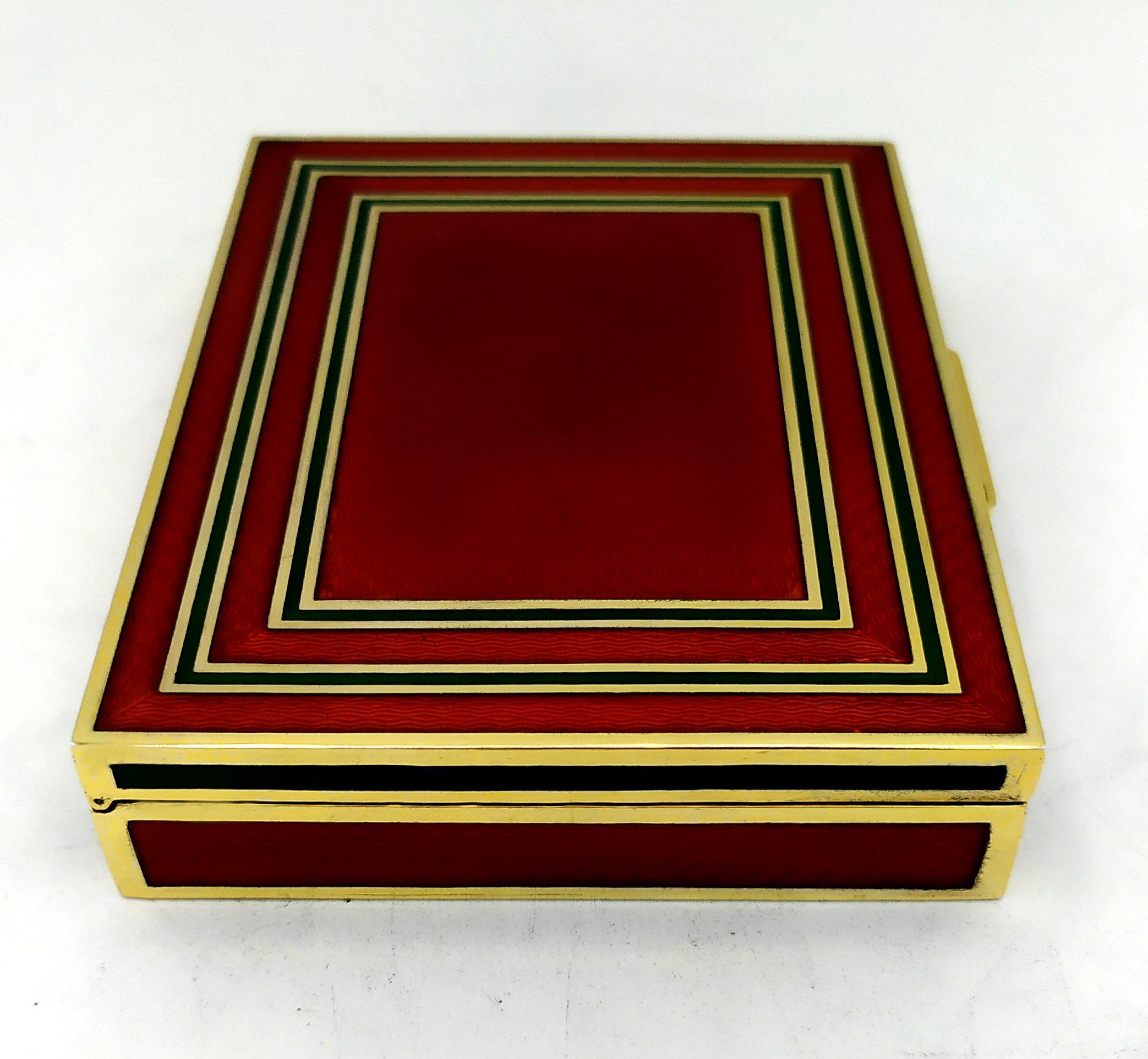 Caja de mesa Esmalte bicolor rojo rubí y verde esmeralda Salimbeni. en Excelente estado para la venta en Firenze, FI