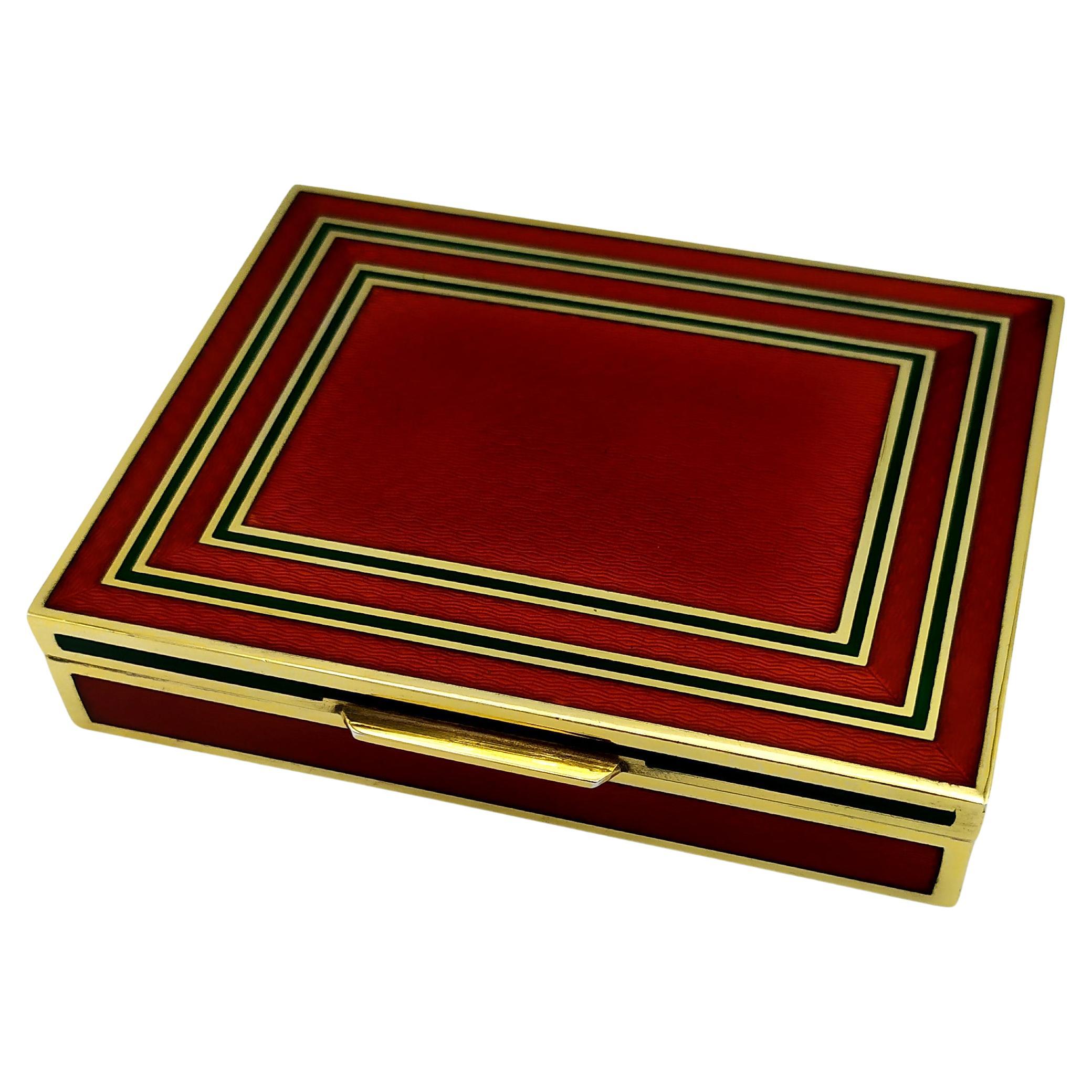 Caja de mesa Esmalte bicolor rojo rubí y verde esmeralda Salimbeni. en venta