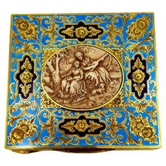 Table Box Fired Enamel Guillochè and Hand Engravings Sterling Silver Salimbeni
