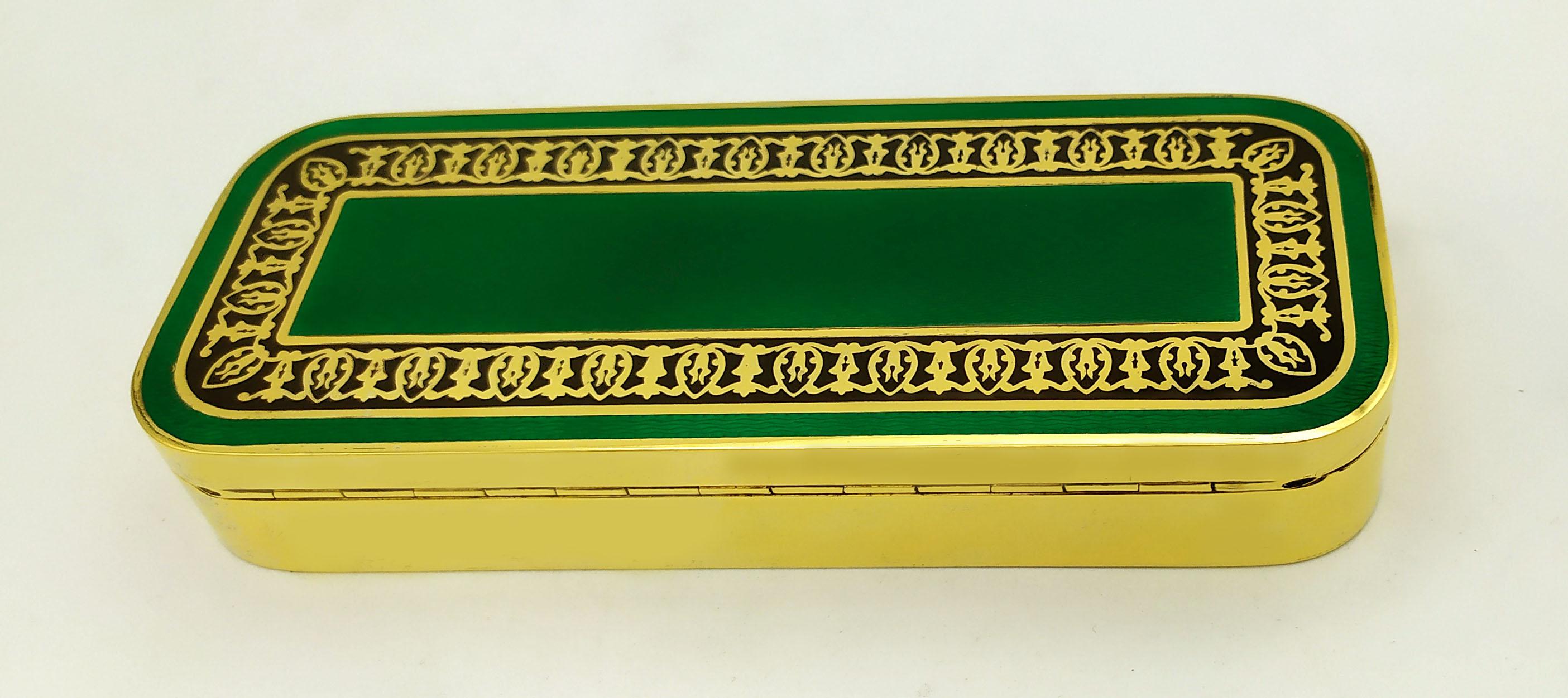 Italian Table Box Fired Enamel on Guillochè Arab-Style Ornament Sterling Silver Salimben For Sale