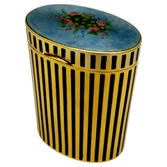 Caja de mesa miniatura floral esmaltada al fuego sobre guilloché y rayas Salimbeni
