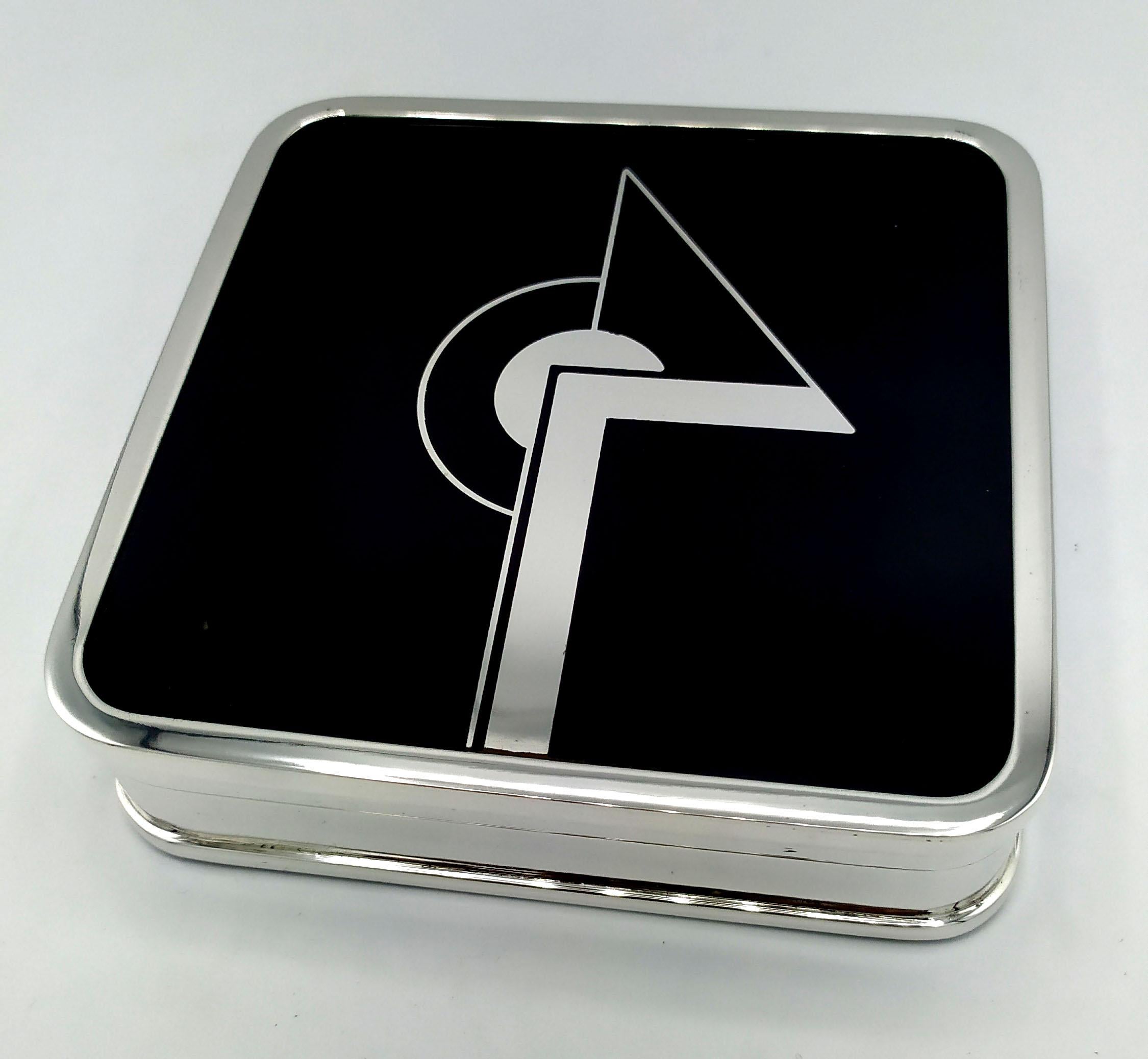 Plated Table Box for Cigarettes Art Deco style designed for Cartier USA Sterling Silver For Sale