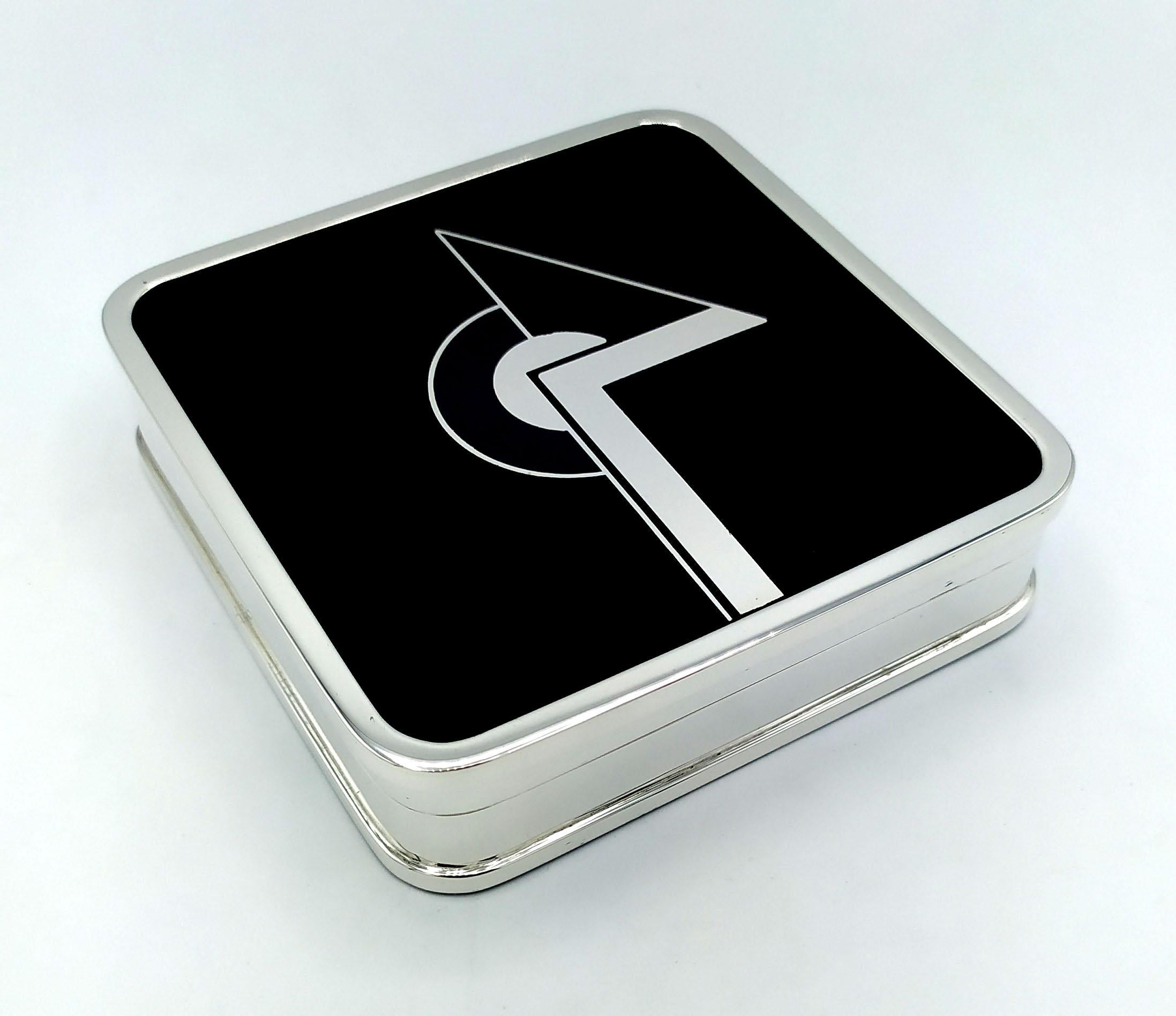 Table Box for Cigarettes Black Fired Enamel on Sterling Silver Salimbeni