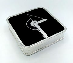 Table Box for Cigarettes Black Fired Enamel on Sterling Silver Salimbeni