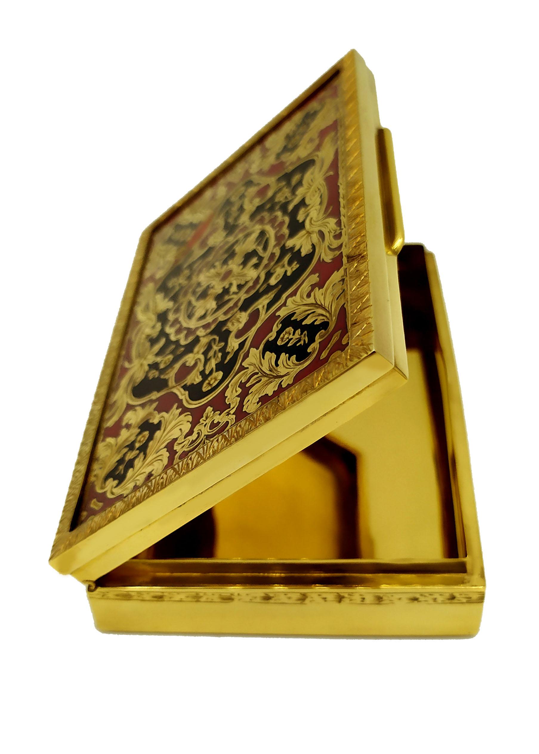 Gold Plate Table Box for Cigarettes in Sterling Silver Sterling Enamel Salimbeni For Sale