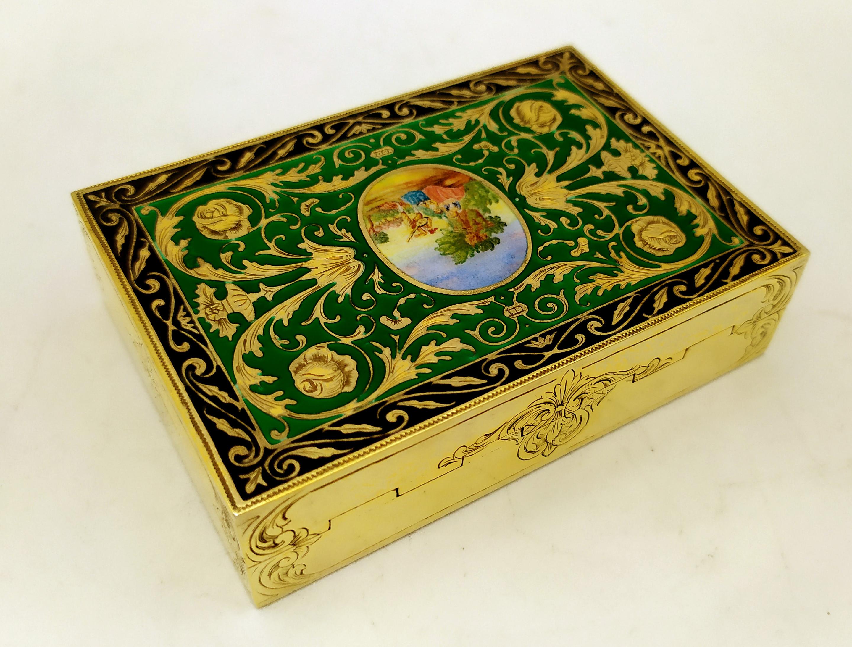 Table Box Green in French Empire Louis XVI style Sterling Silver Salimbeni In Excellent Condition For Sale In Firenze, FI