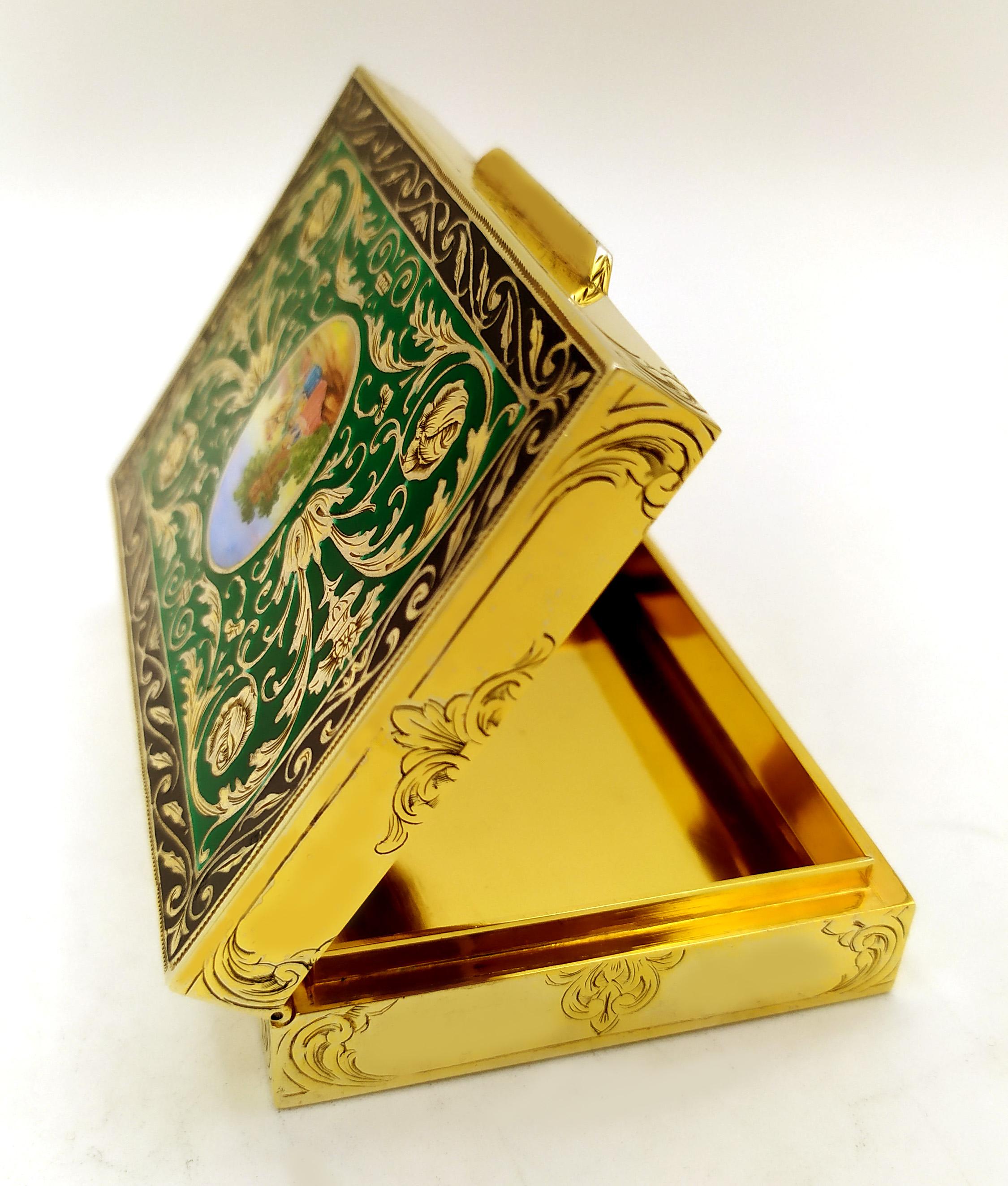 Boîte de table verte en argent sterling de style Empire français Louis XVI Salimbeni en vente 1