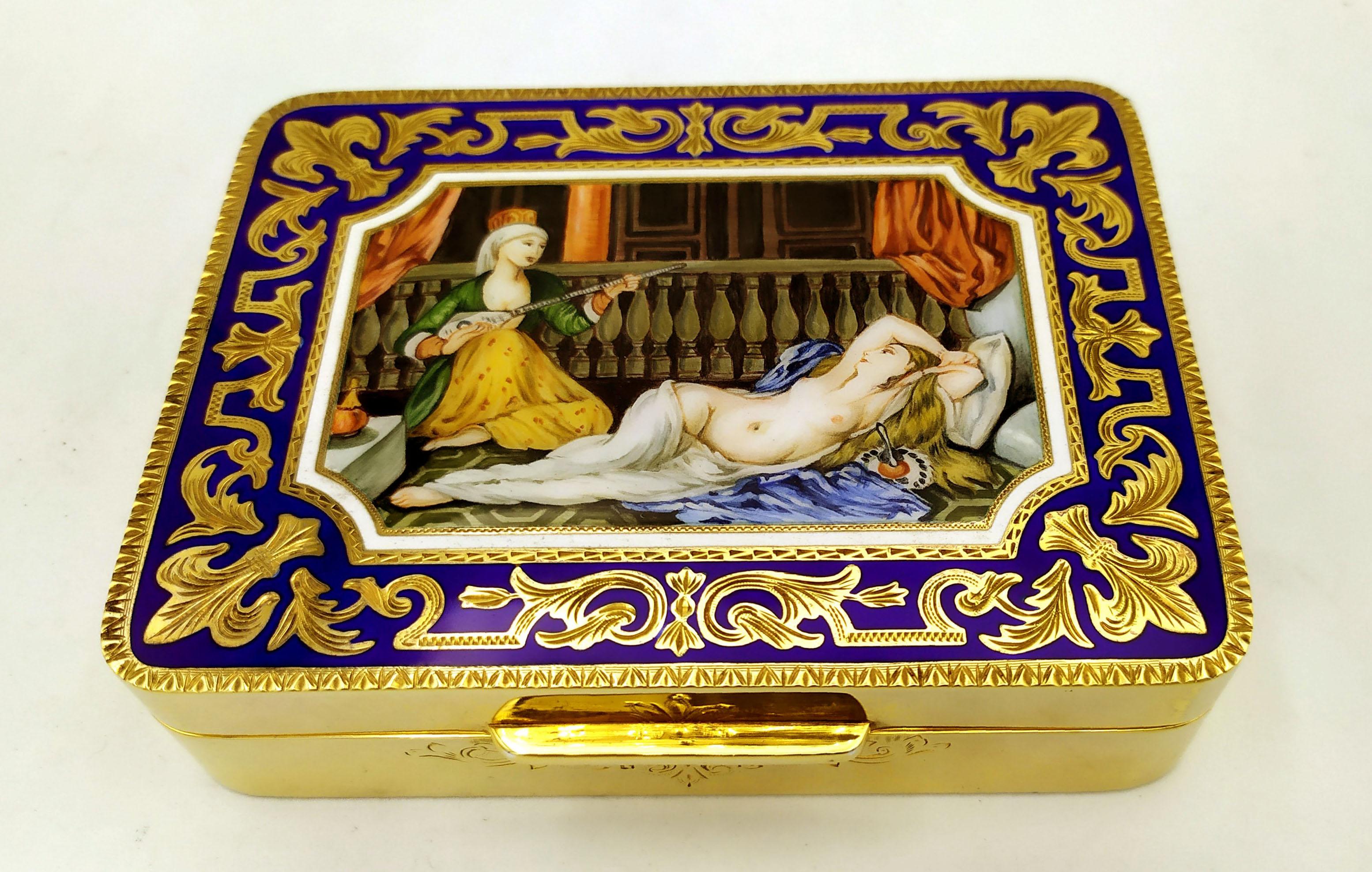 Late 20th Century Table Box Hand-Engraved and Miniature Sterling Silver Salimbeni For Sale