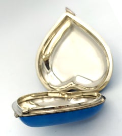 Table Box Heart shape Sky tone fire-enameled on guilloche Salimbeni.