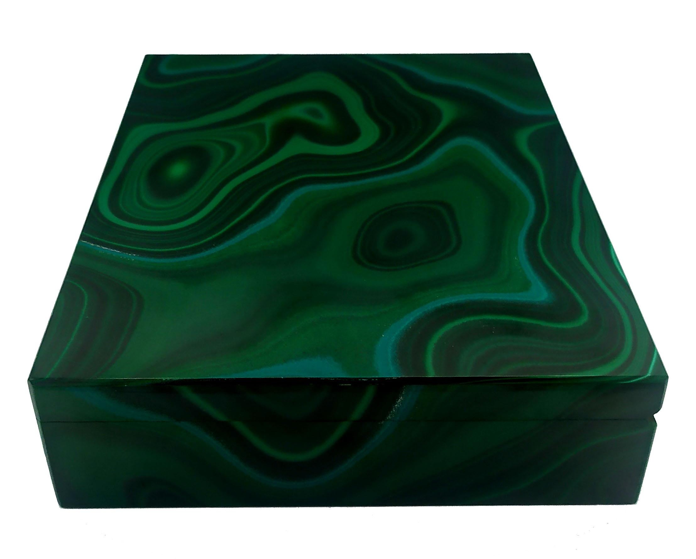 Table Box in Malachite with Hinged Sterling Silver Salimbeni For Sale 3