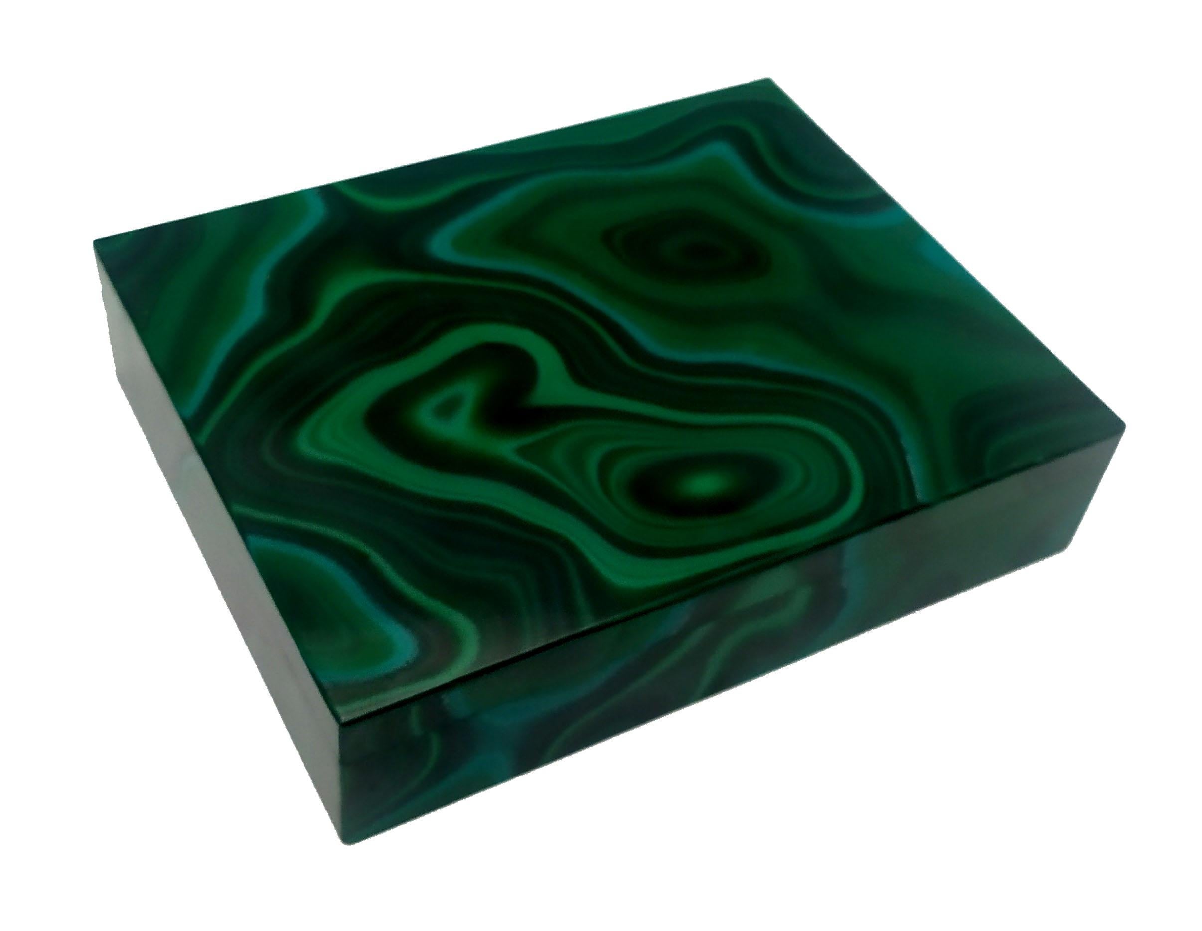 Table Box in Malachite with Hinged Sterling Silver Salimbeni For Sale 2