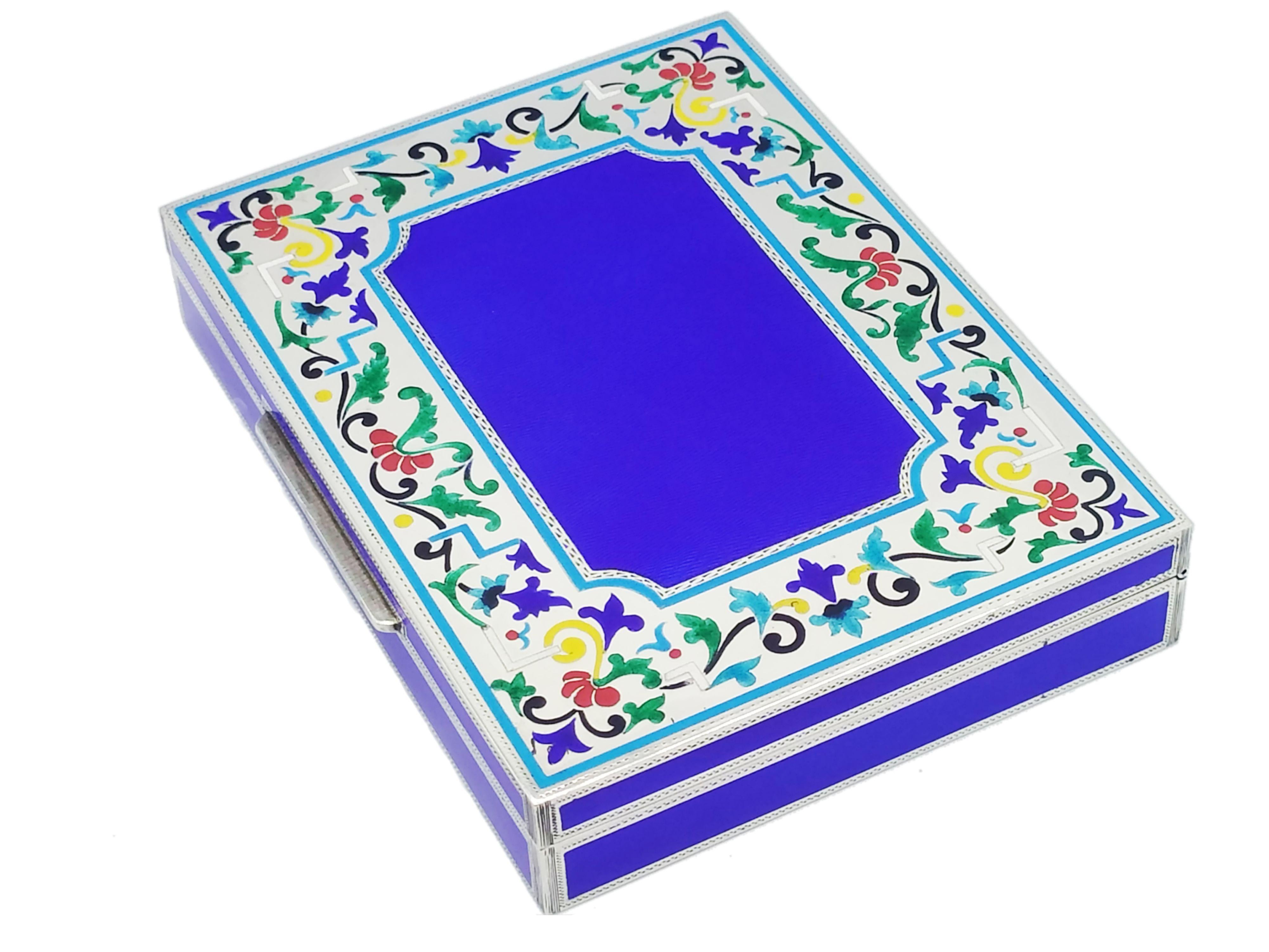 Italian Table Box Jugendstil with Fired Enamelled Miniatures Salimbeni