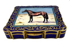 Table Box Magnificent Arabian Horse Fired Enamel Sterling Silver Salimbeni