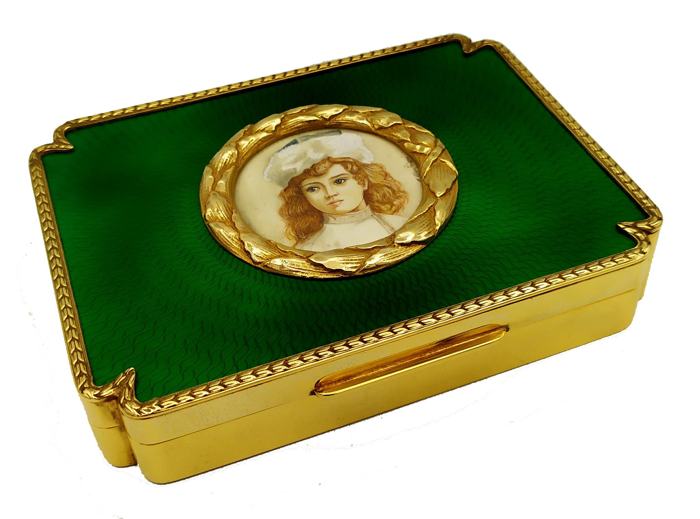 Tabelle Box Miniatur Feuer emailliert Aleksej Nikolaevic Romanov Salimbeni. (Ende des 20. Jahrhunderts) im Angebot