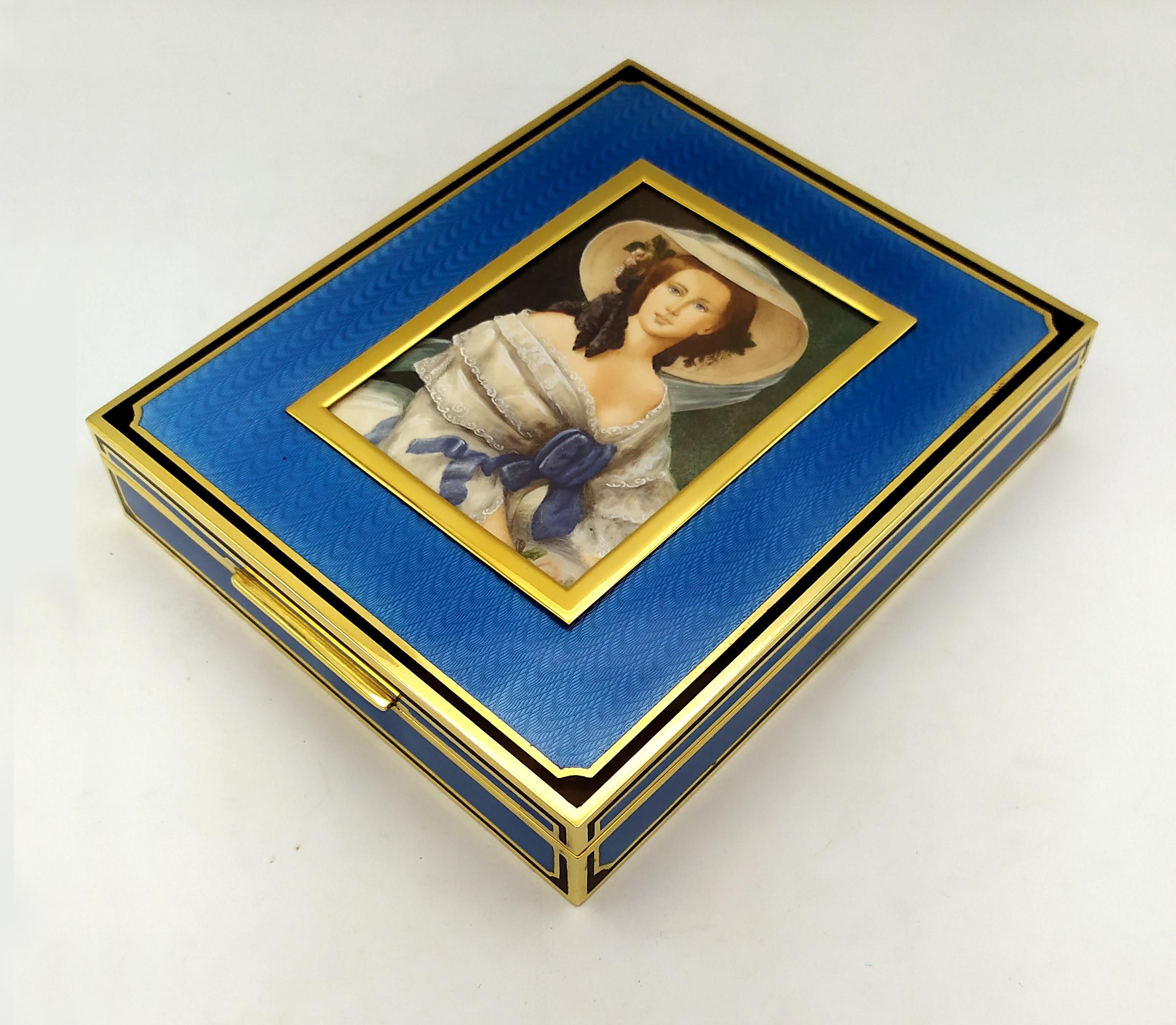 Cuadro retrato de la emperatriz Eugenia de Montijo miniatura Salimbeni Art Nouveau en venta