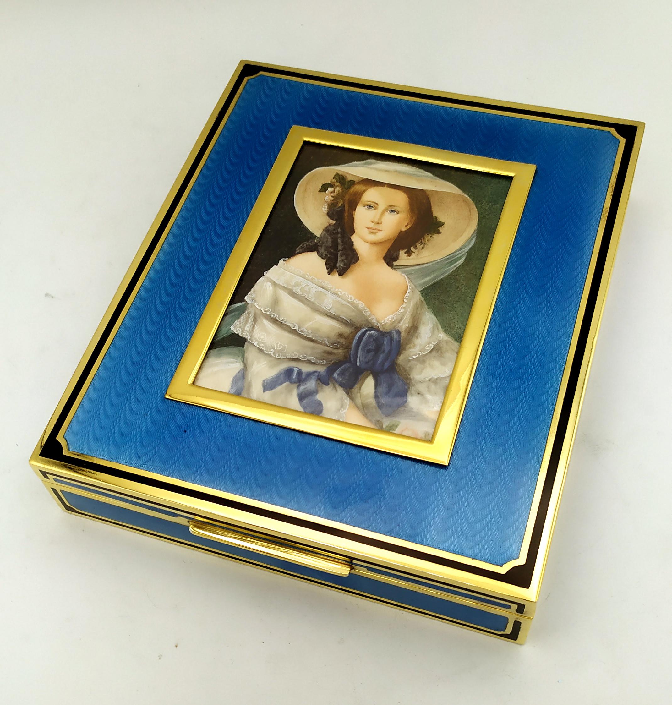 Cuadro retrato de la emperatriz Eugenia de Montijo miniatura Salimbeni en Excelente estado para la venta en Firenze, FI