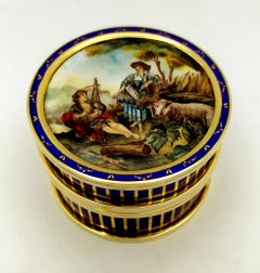 Tabelle Box reines Gold Paillons und gebrannte Emaille Miniatur Salimbeni