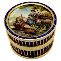 Scatola da tavolo in oro zecchino e smalto cotto in miniatura Salimbeni