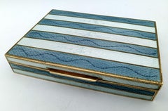 Table box Sterling Silver Enamel two-tone striped on guilloché Salimbeni