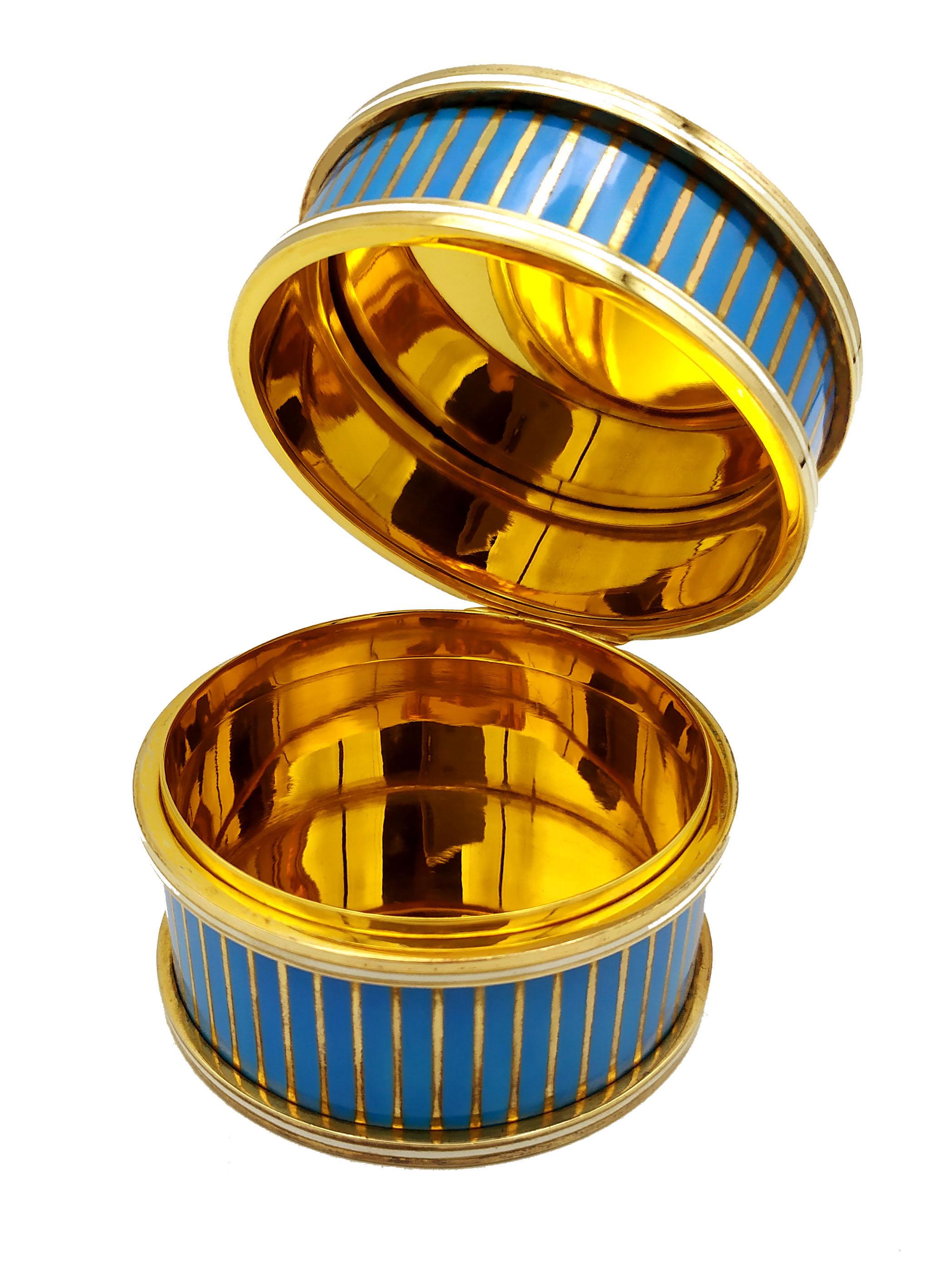 Gold Plate Table Box Sterling Silver Striped Paillons in pure Gold and flowers Salimbeni For Sale