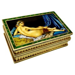 Vintage Table Box “The Great Odalisque” Fired Enamel on Guilloche Salimbeni