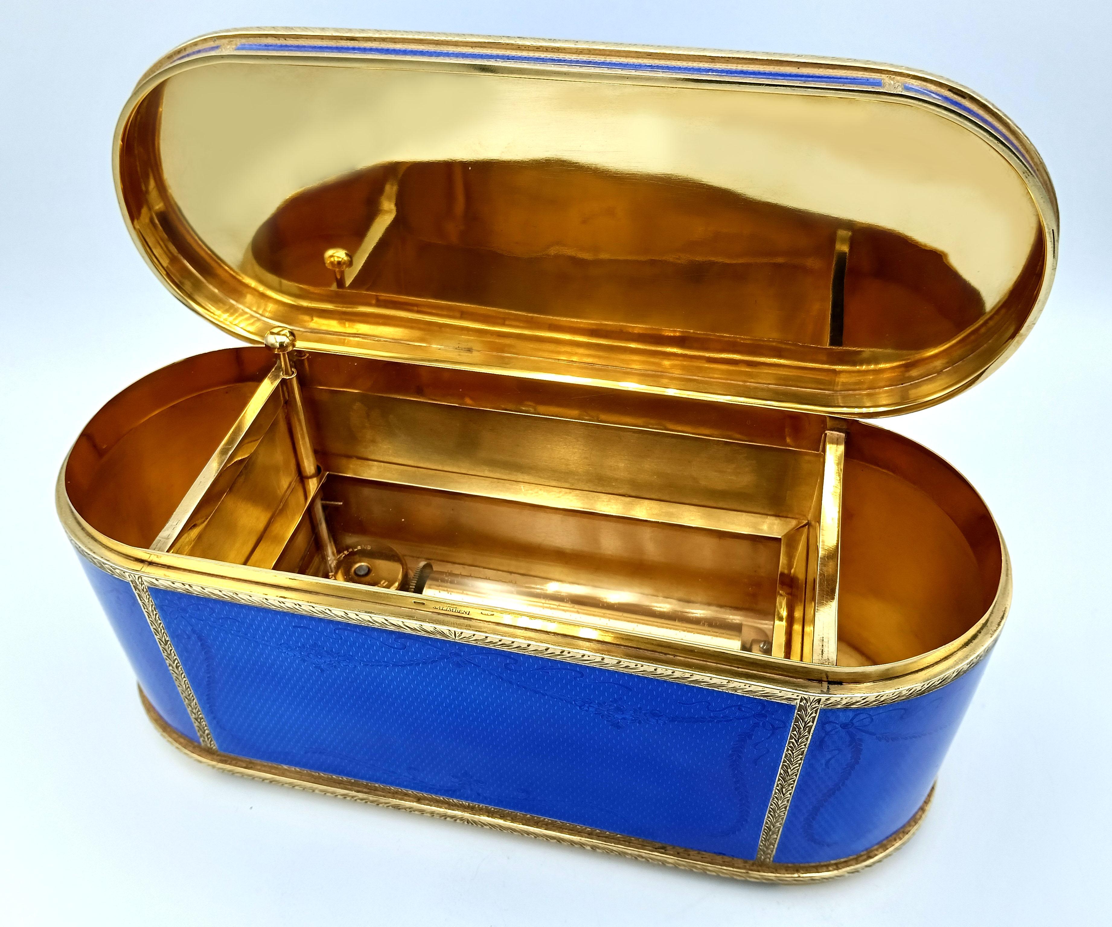 Table box with mechanical musical movement by Swiss company Reuge S.A Salimbeni For Sale 5