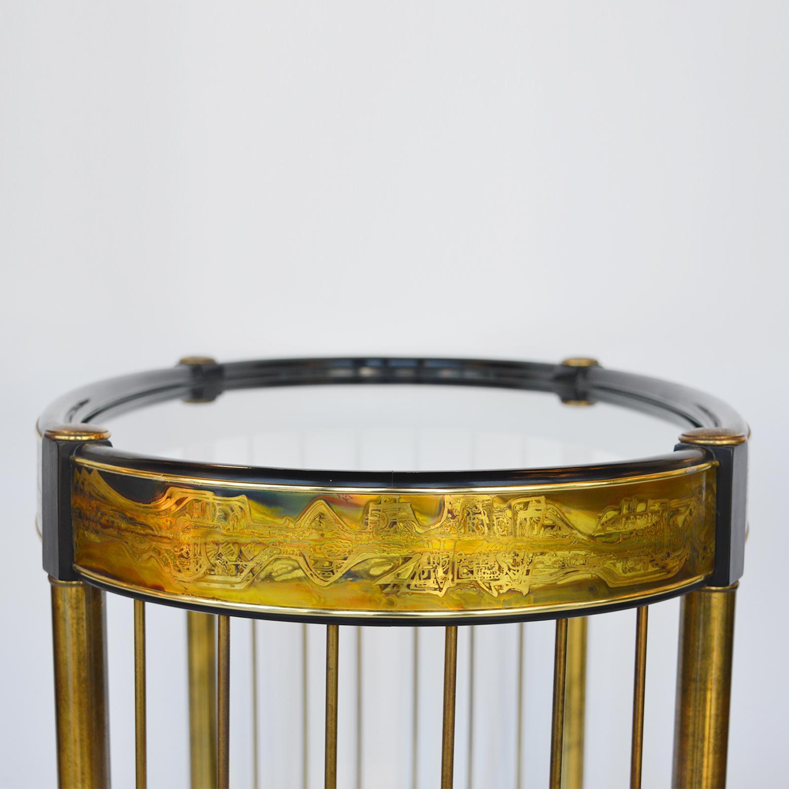 Table Brass Acid Etched by Bernhard Rohne for Mastercraft, 1970s For Sale 5