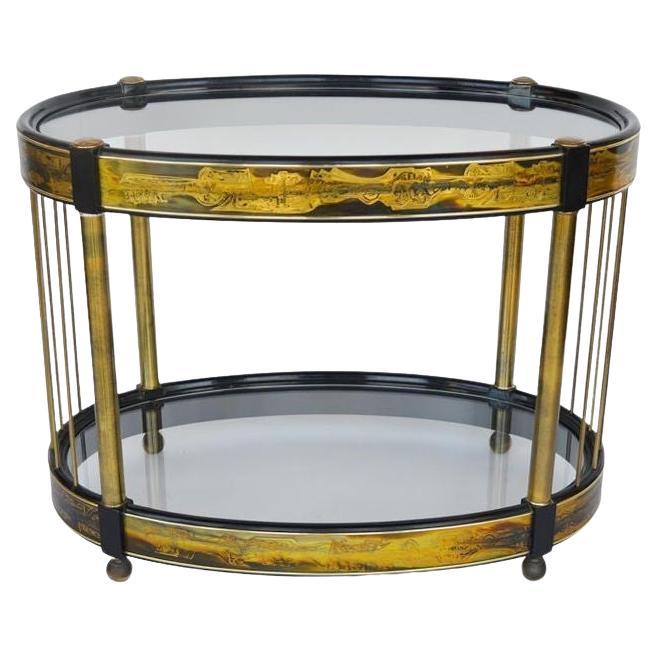 Table Brass Acid Etched by Bernhard Rohne for Mastercraft, 1970s