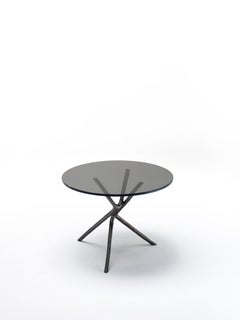 Table, Brass and Glass Coffee Table Design, Bronze Finish Base, Italy