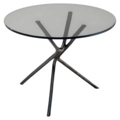Table, Brass and Glass Coffee Table Design, Bronze Finish Base, Italy