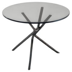 Table, Brass and Glass Coffee Table Design, Bronze Finish Base, Italy