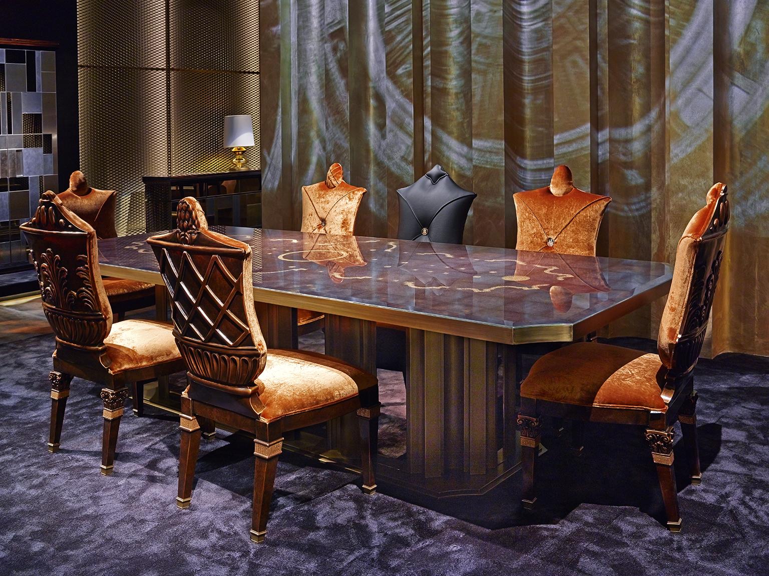 Moderne Table en laiton bronzé et miroir en verre à feuilles de bronze ambré avec plateau en mosaïque décoratif en vente