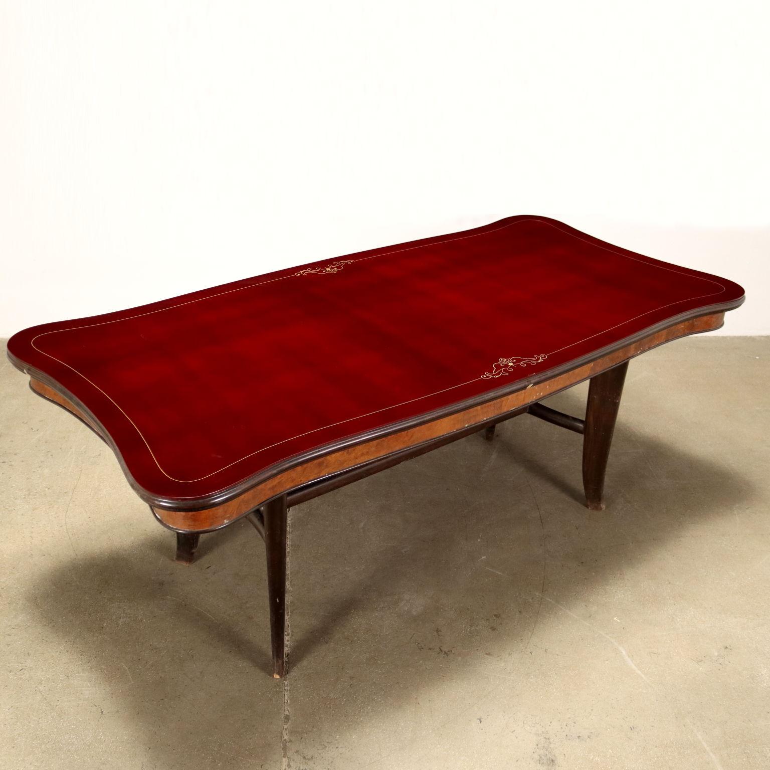 Mid-Century Modern Table Burl Veneer Glass Italy from the, 1940s
