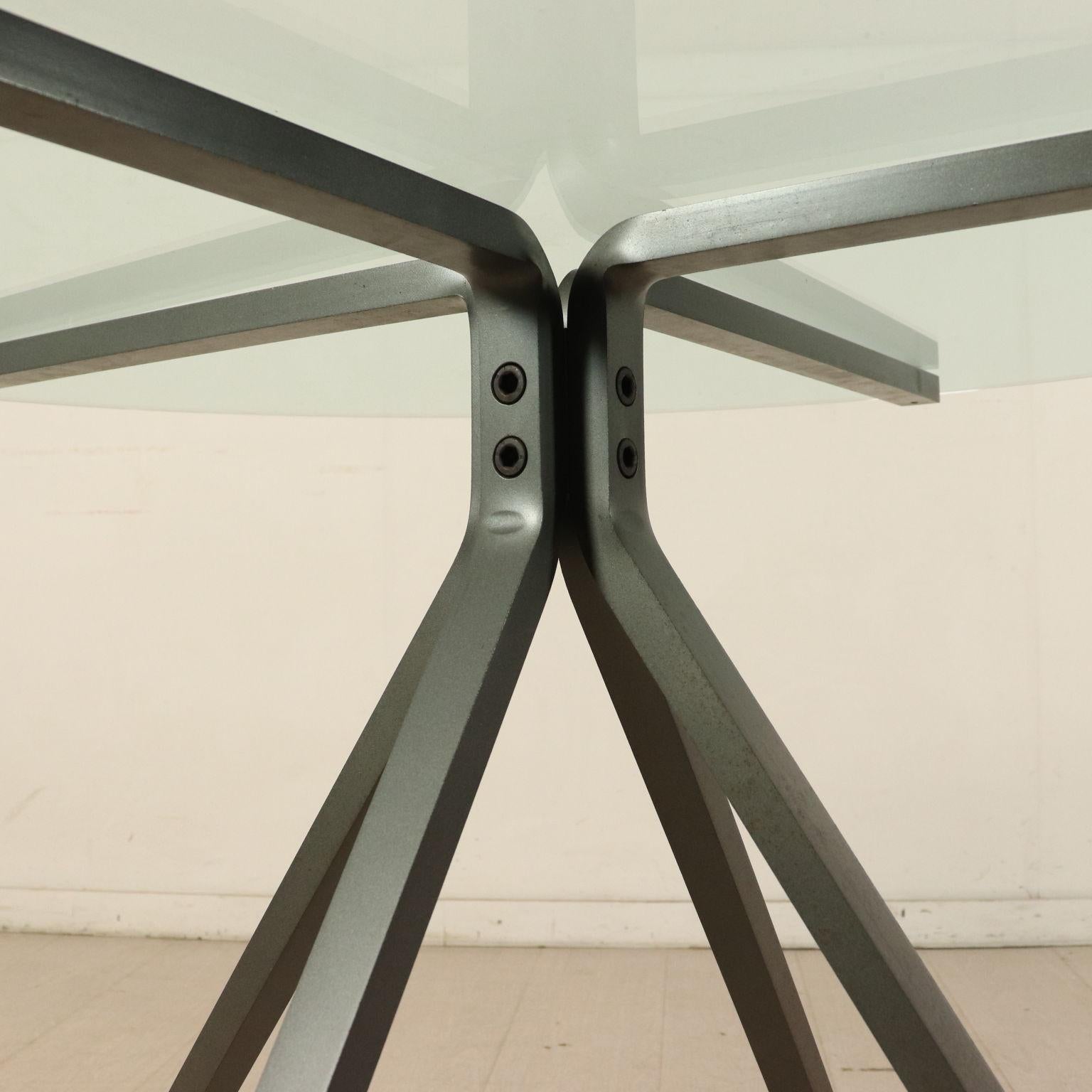 Mid-Century Modern Table by Enzo Mari for Driade Metal Glass Vintage, Italy, 1970s