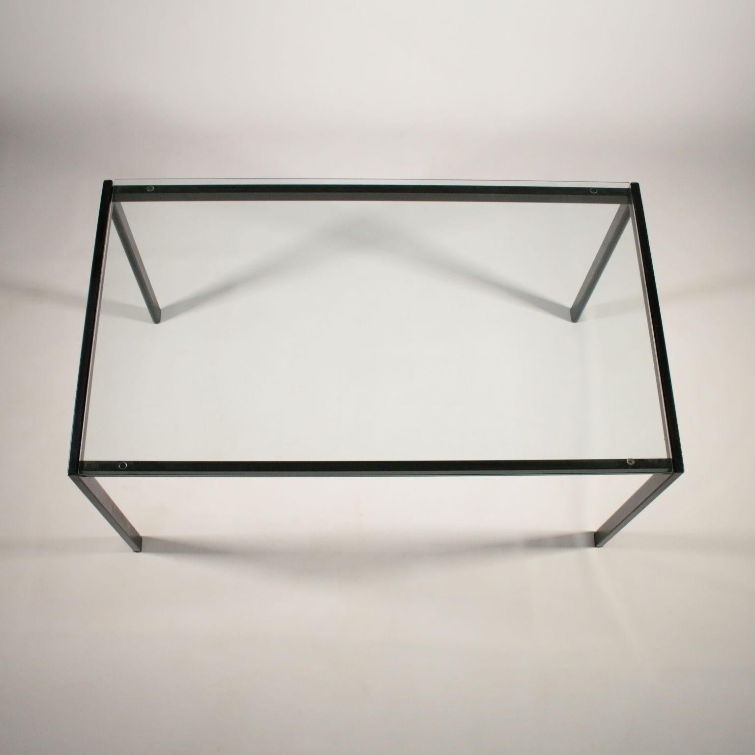 Metal Table by Gae Aulenti for Zanotta Glass Vintage Italy, 1980s-1990s