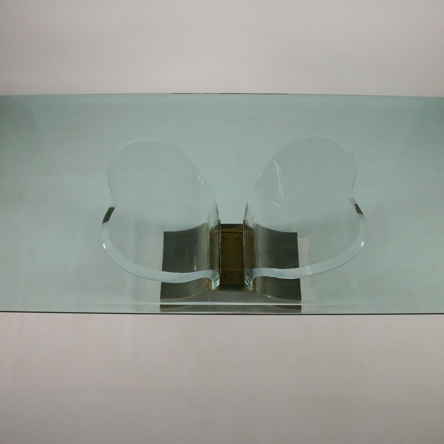 Table by Max Forti Glass Top Vintage Brazil, 1980s 3