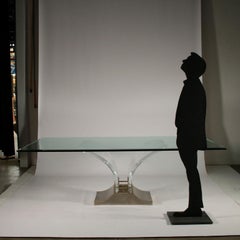 Table by Max Forti Glass Top Vintage Brazil, 1980s